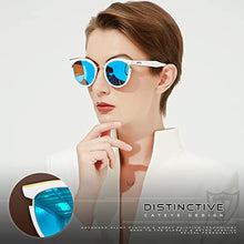 Load image into Gallery viewer, ATTCL Sunglasses for women - Ultralight Trendy Polarized Round Women's sunglass Medium Large Fit 5022 White+Blue