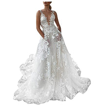 Load image into Gallery viewer, MEITING Evening Dresses for Women UK Elegant Temperament Lace Dress Sexy Deep V Sling Bridal Wedding Evening Dress Cocktail Party Dress White