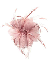 Load image into Gallery viewer, Z&X Women's Sinamay Fascinator Headband Clip Mesh Flower Feather Cocktail Pillbox Hat, D- Nude Pink, One Size