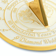 Load image into Gallery viewer, The Metal Foundry 60th Diamond 2022 Wedding Recycled Solid Brass Anniversary Sundial Gift Idea Is A Great Present For Him, Her, Parents, Grandparents Or Couple For 60 Years Marriage