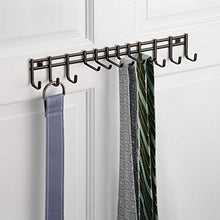 Load image into Gallery viewer, mDesign 12 Hook Tie Hanger - Tie Organiser & Belt Hanger for Ties, Belts, Scarves & Hand Bags - Hanging Wardrobe Storage Solutions - Tie Rack - Bronze