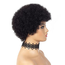 Load image into Gallery viewer, iShine 6" Afro Short Curly Wigs Human Hair Wigs for Black Women 100% Brazilian Hair Fluffy Tight Curls Black Wigs- Natural Black (1B)