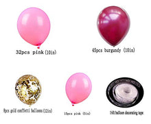 Load image into Gallery viewer, Balloon Garland Arch Kit,WINAROI 100 Pcs Burgundy Pink Metallic Latex Balloons Arch Kit with 16ft Tape Strip & Dot for Baby Shower Decorations, Wedding Birthday