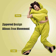 Load image into Gallery viewer, YLWJ Adult Wearable Sleeping Bag Portable Outdoor Camping Sleeping Bag 3 Seasons Full Body Pajamas Warm and Windproof Human-Shaped Sleeping Bag/Zipper Design