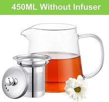 Load image into Gallery viewer, PluieSoleil Glass Teapot 450 ml Teapot for One with Heat Resistant Stainless Steel Infuser Perfect for Tea and Coffee (450ML)