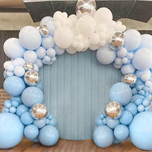 Load image into Gallery viewer, Blue Balloon Garland Arch Kit, 114pcs Macaron Blue White and 4D Silver Latex Balloons for Baby Boy Baby Shower Decorations, Wedding Bride Shower Birthday Backdrop Party Decorations