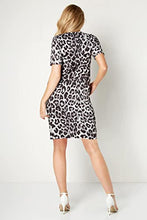 Load image into Gallery viewer, Roman Originals Women Animal Print Dress with Pockets Ladies Leopard Tunic Shift Jersey Stretchy Slouch Office Smock Smart Loose Cocoon Oversized Fit Party Casual V Neck UK - Grey - Size 12