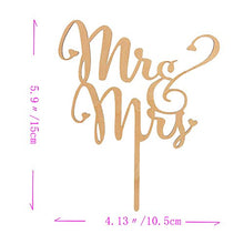 Load image into Gallery viewer, SONSMER Mr and Mrs Cake Toppers, Nature Wooden Wedding Cake Topper Party Homemade Cake Decoration Wedding Party (A)