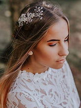 Load image into Gallery viewer, SWEETV Wedding Hair Comb Silver Pearl Flower Bridal Clip Hair Accessories for Bride Women