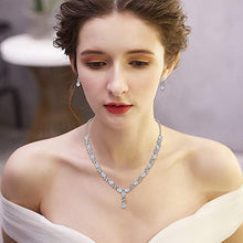 Load image into Gallery viewer, Clearine Women's Wedding Bridal Cubic Zirconia Infinity Y-Shape Necklace Dangle Earrings Set Clear Silver-Tone