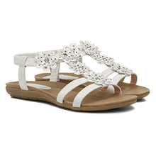 Load image into Gallery viewer, Lilley Womens White Flower Crochet Flat Sandal - Size 6 UK - White