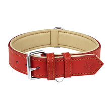 Load image into Gallery viewer, Riparo Genuine Leather Padded Dog Heavy Duty K-9 Adjustable Collar (L: 3.8CM Wide for 45.7CM - 53.3CM Neck, Red)