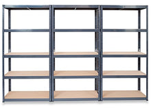 Load image into Gallery viewer, Pack of 3 Extra Deep STORALEX® Garage Shelving Racking Units – UK’s Bestselling Garage Storage Shelves - 600mm Deep Version - 200kg Per Shelf (Evenly Distributed) - 5 Tier Shelf Unit - Metal & MDF Boltless Assembly System