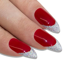 Load image into Gallery viewer, Bling Art Almond False Nails Fake Stiletto Red 4 Danger Glitter 24 Long Tip Glue