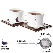 Load image into Gallery viewer, 2pcs Tea Strainers, Scdom Stainless Steel Ball Mesh Tea Infusers, Amethyst & White Crystal Moon Pendant Tea Ball Tea Filter with Extended Chain Hook for Brew Fine Loose Tea and Spices & Seasonings