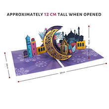 Load image into Gallery viewer, Eid Mubarak Pop Up Card | Ramadan Mubarak Gifts, Ramadan Kareem Cards, Blessed Ramadan, Eid Mubarak Cards and Gifts for Family | Blank | Handmade | 15cm x 20cm | Cardology