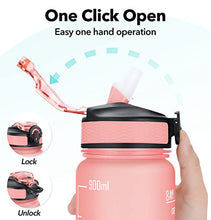 Load image into Gallery viewer, MEITAGIE 1 litre Motivational Fitness Sport Water Bottle with Straw & Time Maker, Leak-proof, BPA-free, Tritan, Toxin Free Plastic Drink Bottle Design for Girls, Boy, Cycling, School & Office