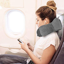 Load image into Gallery viewer, Luxsure Neck Pillow Memory Foam for Sleeping Comfortable Support Head Cushion Flight Pillow Special Designed Neck Chin Support for Plane & Car & Office (Grey)