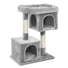 Load image into Gallery viewer, FEANDREA Cat Tree, Compact Cat Condo with 2 Caves, Light Grey PCT61W