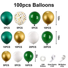 Load image into Gallery viewer, 100pcs Green Balloon Garland Kit, 16Ft Long Green Gold & Silver Arch for Boy Girl Birthday Party Baby Shower Decorations