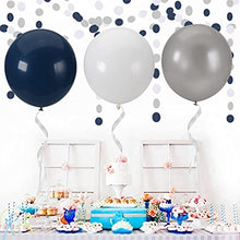 Load image into Gallery viewer, 18-Inch Large Balloons Big Ballons - Navy Blue White Silver Latex Giant Round Helium Balloon Graduation Wedding Bridal Decorations Birthday Party Boy Baby Shower Decor 15pcs Lasting Surprise