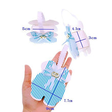 Load image into Gallery viewer, JZK 24 x Blue baby rompers favour boxes small sweets box gift for boy baby shower little boy birthday christening baptism newborn party