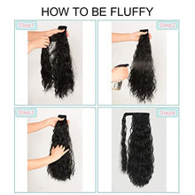 Load image into Gallery viewer, Long Corn Wave Ponytail Extension Clip in Ponytail Extension Wrap Around Long Wavy Curly Pony Tail Hair Fluffy Synthetic Hairpiece for Women (2#Black Brown)