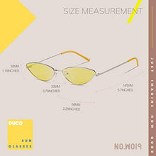 Load image into Gallery viewer, DUCO Trendy Cool Stylish Vintage Cateye Sunglasses for Women with UV400 Protection W019 (Silver Frame Yellow Lens)