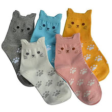 Load image into Gallery viewer, Women Funny Cat Socks Cute Animals Fun Funky Novelty Gift for Ladies Pack of 4-5 (Candy Cat)(Size: 43197)