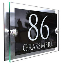 Load image into Gallery viewer, House Sign Modern Glass Effect Acrylic Door Number Name Road Plate Plaque