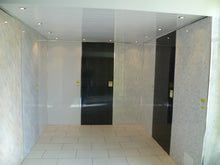 Load image into Gallery viewer, Bathroom Cladding 5mm WALL PANEL & CEILING PANEL WHITE WITH 2 SILVER STRIP ATTACHED Tongue and Grooved Ideal for your bath/shower walls going over tiles and on your ceiling 100% waterproof