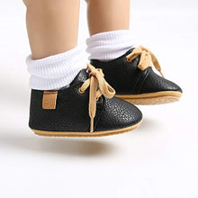 Load image into Gallery viewer, LACOFIA Baby Boys Lace-up Oxford Sneakers Infant Anti-Slip First Walking Shoes Black 3-6 Months