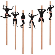 Load image into Gallery viewer, 36 Pieces Bachelorette Party Decorations Naughty Rose Gold Confetti Dancing Men Straws Glitter Male Stripper Pole Dancer Pre-Glued for Hens Girls Night Out Decorations Bridal Shower Favors Supplies