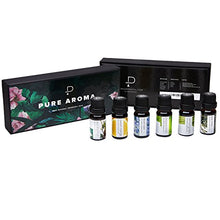 Load image into Gallery viewer, Essential Oils by PURE AROMA 100% Pure Therapeutic Grade Oils kit- Top 6 Aromatherapy Oils Gift Set-6 Pack, 10ML(Eucalyptus, Lavender, Lemon Grass, Orange, Peppermint, Tea Tree)