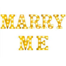Load image into Gallery viewer, LED Light Up Letter, Valentine Gift - Light Up Marry Me Sign with Warm White LEDs - Proposal Sign, Will You Marry Me Sign, Wedding Sign, Engagement Sign, Romantic Proposal