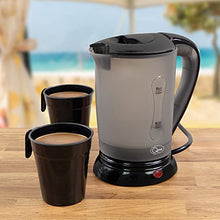 Load image into Gallery viewer, Quest 35690 Compact Travel Kettle / 0.5 litres / 600 Watt / Dual Voltage / Indicator Light / Includes 2 Cups / Black