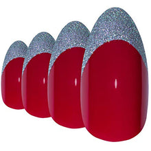 Load image into Gallery viewer, Bling Art Almond False Nails Fake Stiletto Red 4 Danger Glitter 24 Long Tip Glue