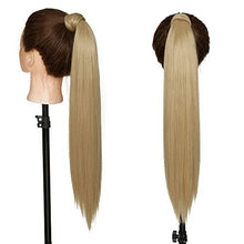 Load image into Gallery viewer, Clip on Pony Tail Wrap Around Ponytail Hairpiece Clip in Hair Extensions 26" Long Straight Ash& Blond/Blond