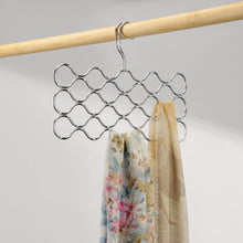 Load image into Gallery viewer, iDesign 6830 Scarf Hanger with 23 loops, Metal Hanging Scarf Organiser for Wardrobe or Closet, Also Works as Tie Rack or Belt Hanger, Silver
