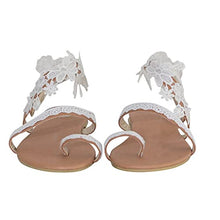 Load image into Gallery viewer, Donasty Women Flat Sandals, Bohemian Flat Sandals Summer Sandals Clip Toe T-Strap Beach Shoes Flip Flop Sexy Casual Barefoot Sandals Floral Lace Slides
