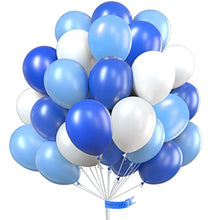 Load image into Gallery viewer, PartyWoo Blue and White Balloons, 100 pcs 12 Inch Royal Blue Balloons, Pale Blue Balloons and White Balloons, Blue White Party Balloons for Boys Christening, Boys Baby Shower, Boys 1st Birthday