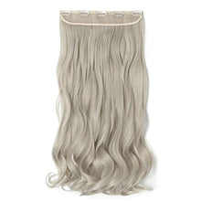 Load image into Gallery viewer, 24 Inch One Piece 5 Clips Matte Material Hair Extension Curly Wavy Clip In Hairpiece Synthetic For Women Beauty, Ash Blonde Mix Silver Grey
