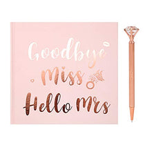 Load image into Gallery viewer, HOWAF Goodbye Miss Hello Mrs Notebook Pink & Rose Gold Hen Party Guest Book Team Bride Advice Book Hen Party Keepsake Gift For The Bride To Be, Includes Rose Gold Diamond Pen