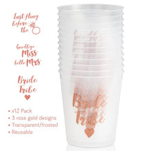 Load image into Gallery viewer, Hen Party Drinking Cups - Pack of 12 Rose Gold Designs - Ideal Hen Do Night Accessories