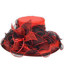 Load image into Gallery viewer, VECRY Women's Organza Church Derby Fascinator Bridal Wedding Hat (Red1)