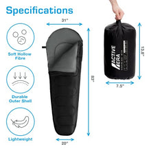 Load image into Gallery viewer, Active Era Premium Lightweight Mummy Sleeping Bag – Envelope Sleeping for Adults & Kids for Camping, Hiking & Outdoors