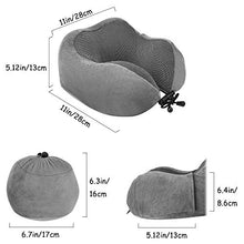 Load image into Gallery viewer, Luxsure Neck Pillow Memory Foam for Sleeping Comfortable Support Head Cushion Flight Pillow Special Designed Neck Chin Support for Plane & Car & Office (Grey)