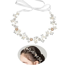Load image into Gallery viewer, Crystal Pearl Bridal Headband Flower Hair Vine festival Wedding Hair Accessories Gold Headpiece Hair Bands Tiara Hair Accessories for Women Girls Bridesmaid Bohemian hair bands