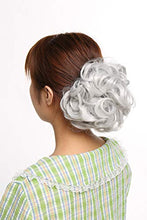 Load image into Gallery viewer, Real Fashion Short Messy Curly Dish Hair Bun Extension Easy Stretch hair Combs Clip in Ponytail Extension Scrunchie Chignon Tray Ponytail Hairpieces Silver Grey