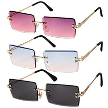 Load image into Gallery viewer, FANTESI 3 Pcs Square Rimless Sunglasses Fashion Frameless Glasses Eyewear Rectangle Transparent Glasses for Women Men (Random Color)